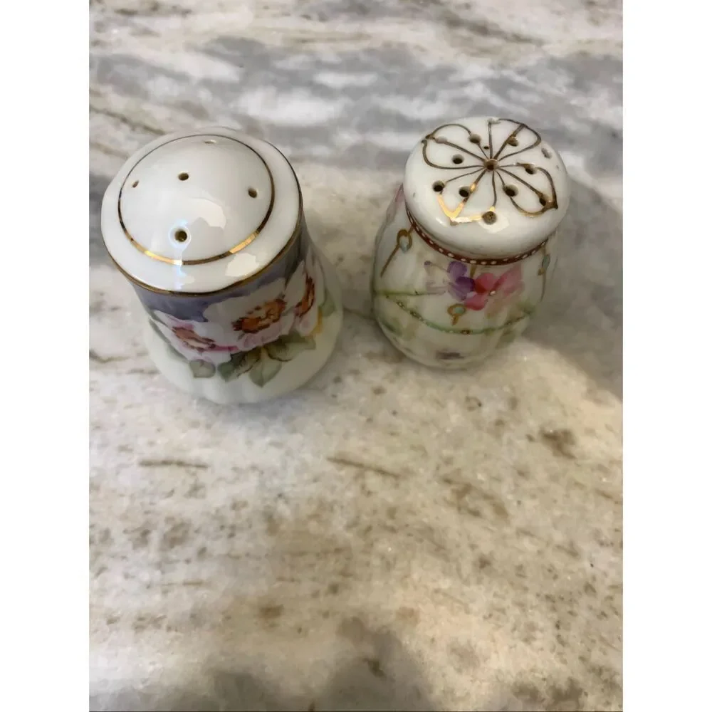 Vintage Unique Salt Hand Painted Shakers One from Nippon and other Lefton